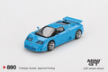 Bugatti EB110 Super Sport Blu Bugatti Mini GT Blister Packaging